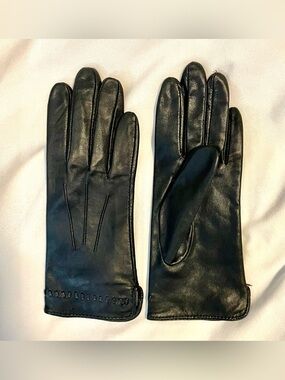 *VINTAGE* FOWNES Leather Gloves - Black - Soft~Supple - Silk Lining - Wmn Size 7